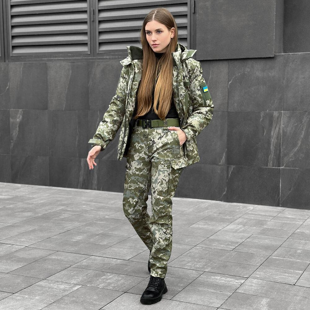 Жіноча зимова піксель куртка з капюшоном Pobedov Winter Jacket Motive ЗИМА В2 Жіноча Київ - фото 7