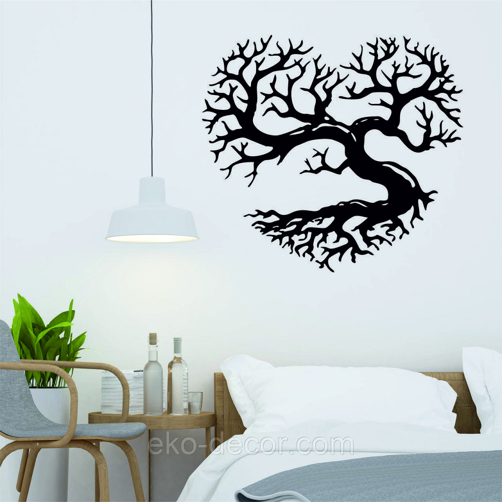 Декоративное настенное Панно «Дерево сердце» Декор на стену 90*81 см., Черный Киев - изображение 1