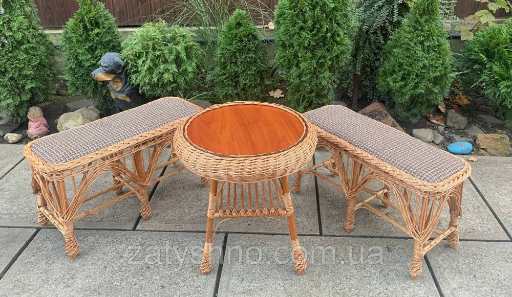 Набір меблів з лози, стіл і лавки Київ - фото 7