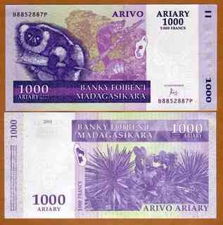 Мадагаскар / Madagascar 1000 Ariary 2004 Pick 89b UNC Полтава