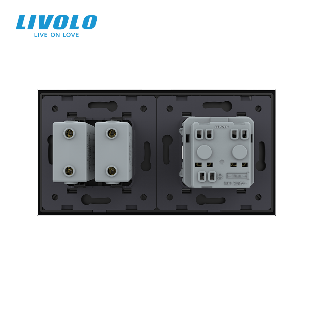 LIVOLO Розетка з заземленням з 2 USB розетками Livolo чорний скло (VL-C7C1EU2USB-12) Коломия - фото 5