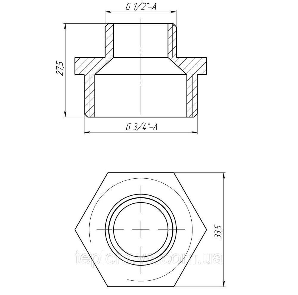 Ниппель редукционный 1″х1/2″НН латунный LN532S OPTIMUM Черновцы - изображение 3