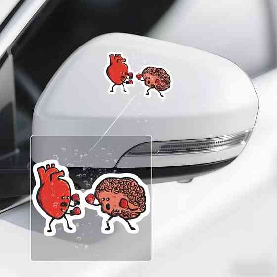 Стикер «Сердце против мозга» – прикольная водостойкая наклейка для авто, ноутбука, бутылки Киев