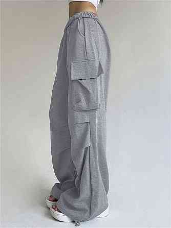 Жіночі повсякденні оверсайз штани-карго двонитка Сірий Одеса
