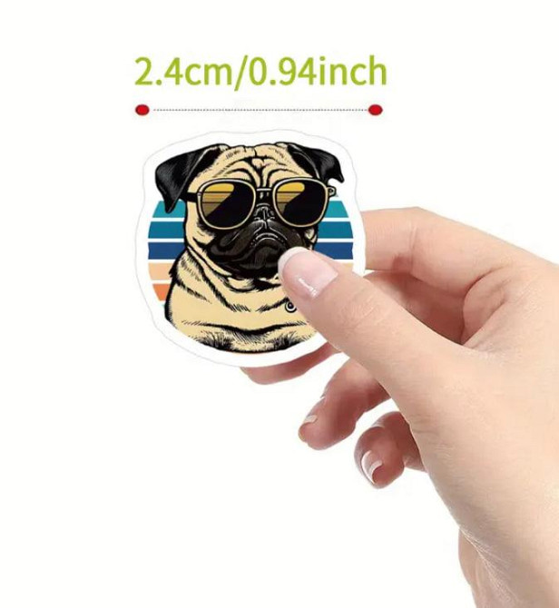 Рулон наклеек мопсы – 500 шт ярких стикеров для декора Киев - изображение 4