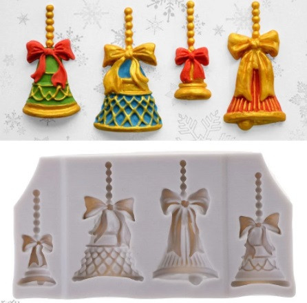 Молд новогодний Колокольчики 110 на 57 мм серый Киев - изображение 3