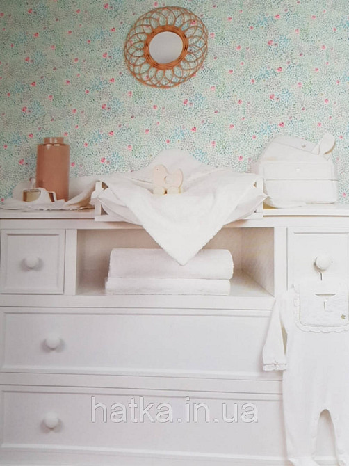 Шпалери флізелінові дитячі еко Lutece Tartine et Chocolat ніжні квіти рожеві листочки бірюзові блакитні Київ - фото 1