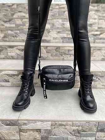 Черевики жіночі шкіряні демісезонні весна-осінь на низькому ходу чорні (4201) р. 38 / Черевики Коломыя