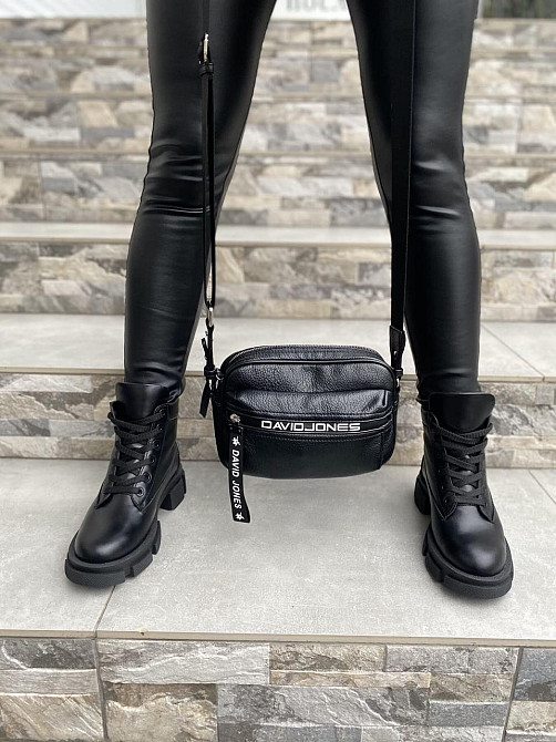 Черевики жіночі шкіряні демісезонні весна-осінь на низькому ходу чорні (4201) р. 38 / Черевики Коломыя - изображение 5