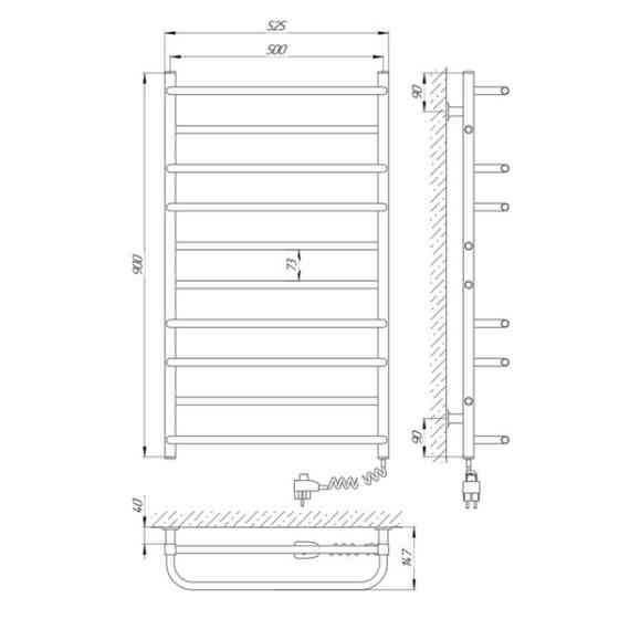 Електричний полотенцесушитель Laris Зебра Комфорт ЧК10 500Х900 Е білий Київ