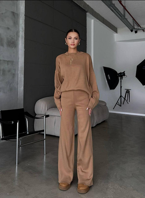 Жіночий затишний базовий костюм двійка з турецької ангори-кашемір Беж, 42/44 Одеса - фото 1