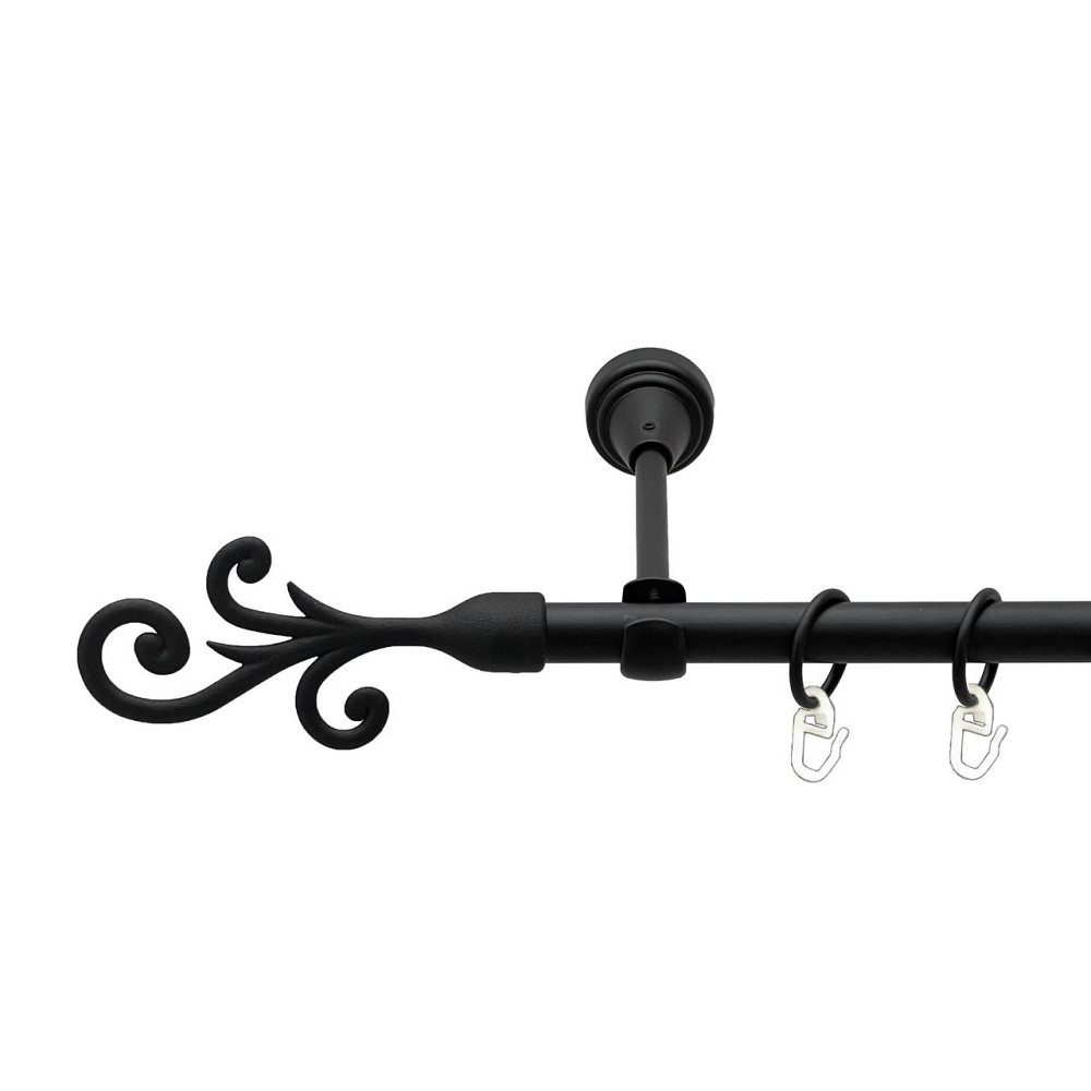 Карниз Orvit Фала металевий однорядний відкритий гладка труба кільце металеве Чорний Оксамит 16 мм 160 см Львов - изображение 1