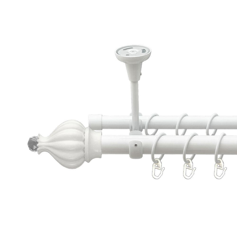 Карниз Orvit Таджа-Кристал металевий дворядний відкритий до стелі гладка труба кільце металеве Арктіс 25\19 мм 160 см Львів - фото 1