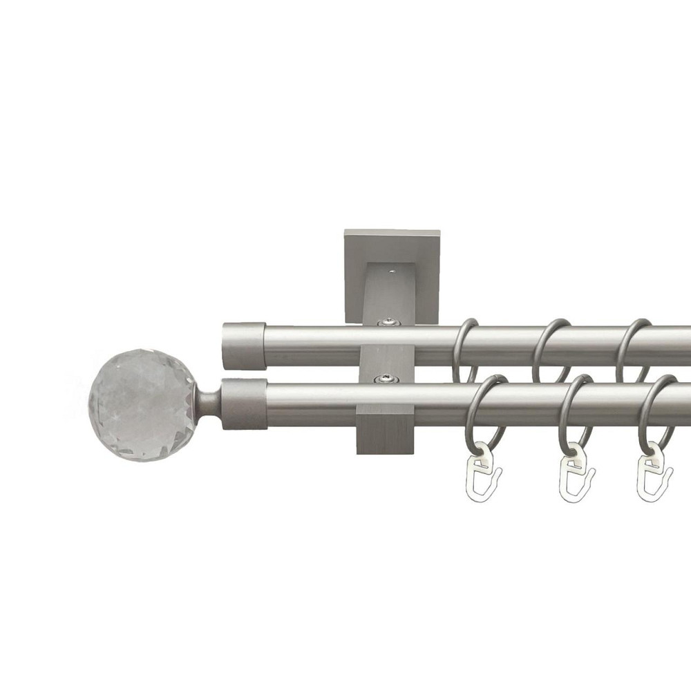 Карниз Orvit Люміера металевий дворядний техно гладка труба кільце металеве Сатин 19\19 мм 300 см (00-00027398) Львів - фото 1