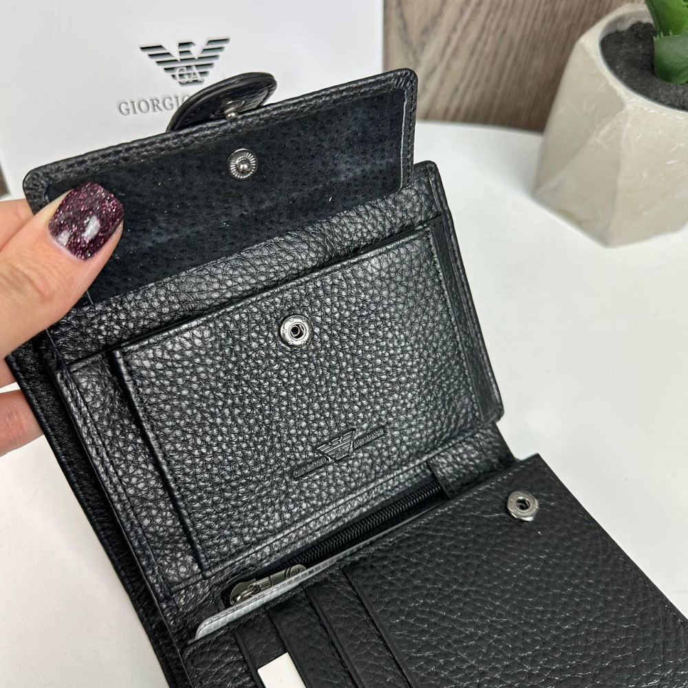 Чоловічий шкіряний гаманець портмоне стиль чорний Армані в коробці Armani ( 21978 ) Харьков - изображение 7
