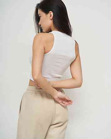 Майка жіноча укорочена — кроп-топ — у рубчик Ozkan 26814 XL, Білий Київ