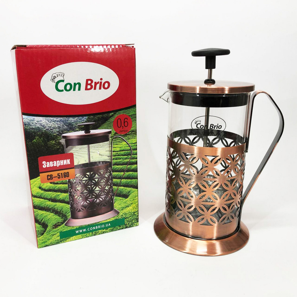 Френчпресс для кофе Con Brio CB-5160 600мл, Френч-пресс для заваривания кофе Заварники чая и VM-23 Львов - изображение 4