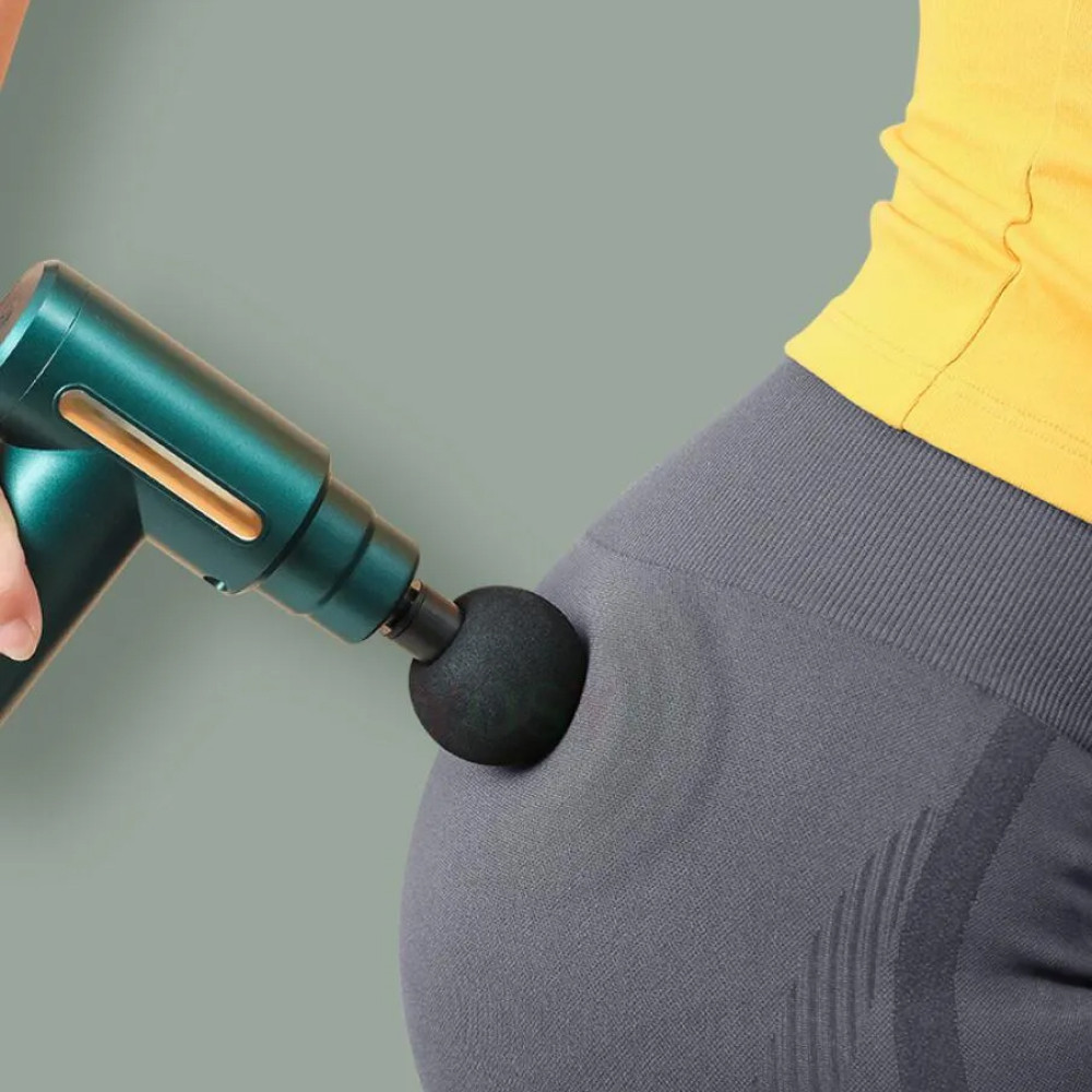Перкуссионный массажер с 4 насадками Gun Massager, Зеленый / Массажер для тела / Ручной массажер Киев - изображение 2