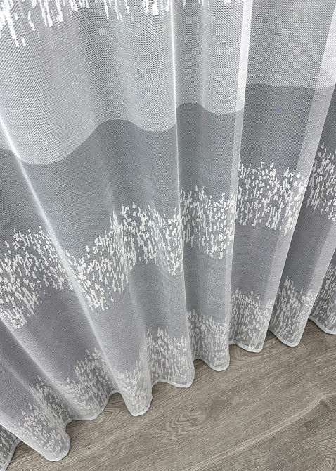 Тюль VR-Textil 1675т Жакард Білий з сірим 250х270 см (42-0948) Київ - фото 8