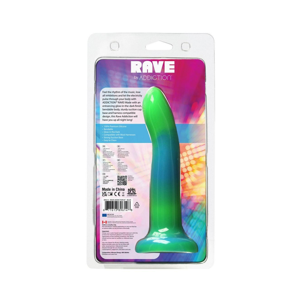 Светящийся в темноте фаллоимитатор ADDICTION Rave 8″ Glow in the Dark Dildo Blue Green, 20,3 см Sex Aura Киев - изображение 9