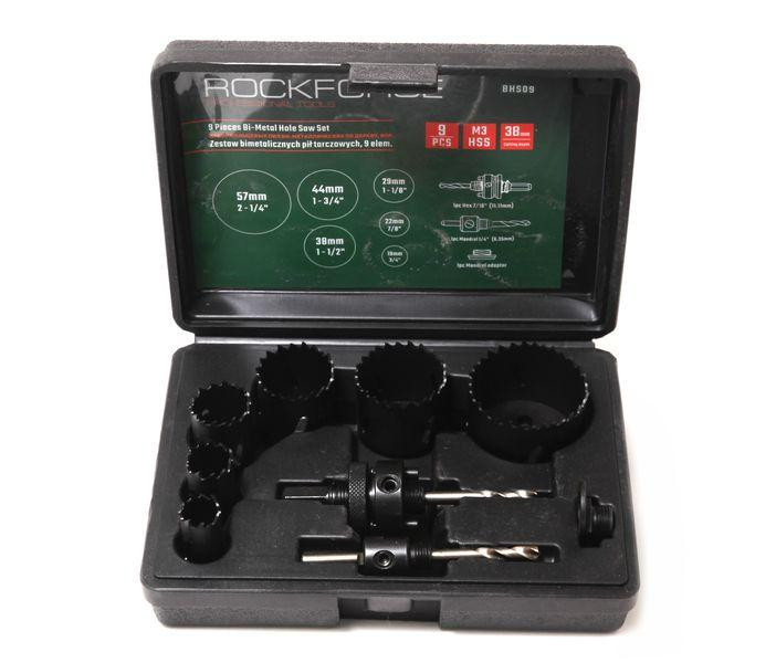 Набор пил кольцевых биметаллических HSS, 9 предметов(19, 22, 29, 38, 44, 57мм), в пластиковом кейсе ROCKFORCE Одесса - изображение 1