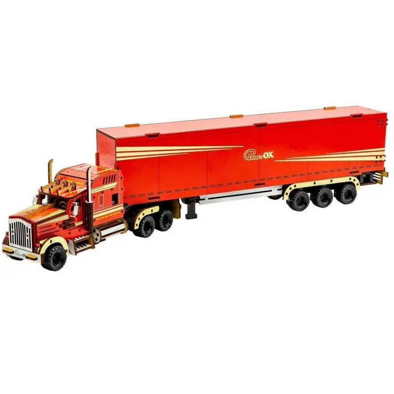 Дитячий дерев'яний 3D конструктор "Фура з причепом" Puz-00952, 206 деталей Вінниця - фото 2