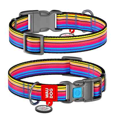 Ошейник для животных WAUDOG Nylon с QR паспортом "Линия 1" пластиковый фастекс XXL (284-0006) Винница