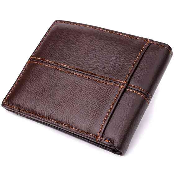 Горизонтальний стильний гаманець з натуральної шкіри Коричневий (Vintage) Київ