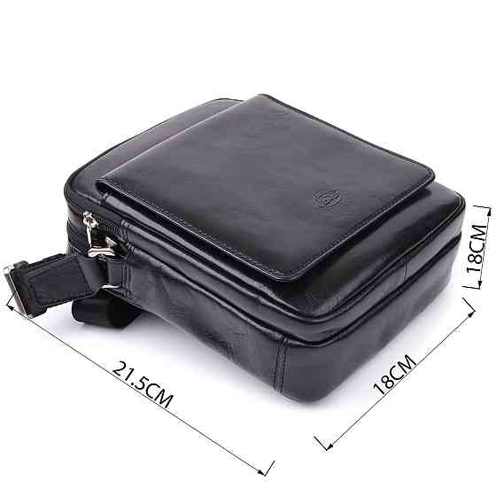 Відмінна чоловіча сумка з кишенями з гладкої натуральної шкіри Tony Perotti 20857_1 (9148-17 nero) Чорний Київ