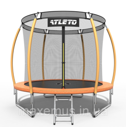 Садовый батут 252 см Atleto внутренняя сетка стремянка в комплекте оранжевый Мостиска