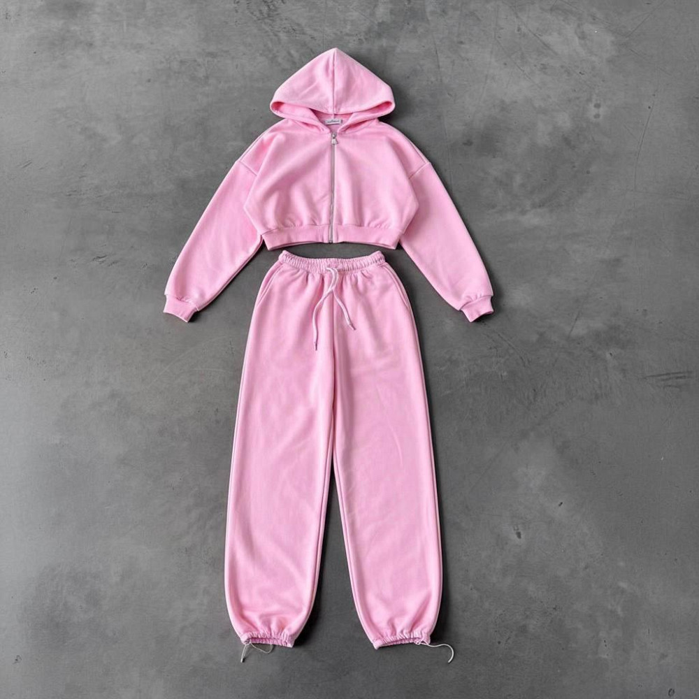 Женский базовый повседневный теплый костюм двойка из трехнитки на флисе Розовый, 42/46 Одесса - изображение 2