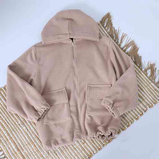 Жіноча тепла флісова толстовкана змійці з капюшоном бежева Mrou Кам'янець-Подільський