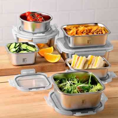 Пищевой контейнер Bergner Go Lovers з нержавіючої сталі прямокутний 0,8 л (BG-36310-GY) Винница