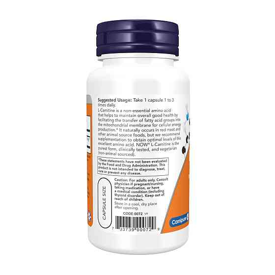 Л-Карнитин Now Foods L-Carnitine 500mg 180 капс Київ