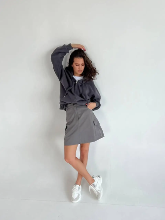 Укороченная кофта на молнии Серый 42/46 Харьков