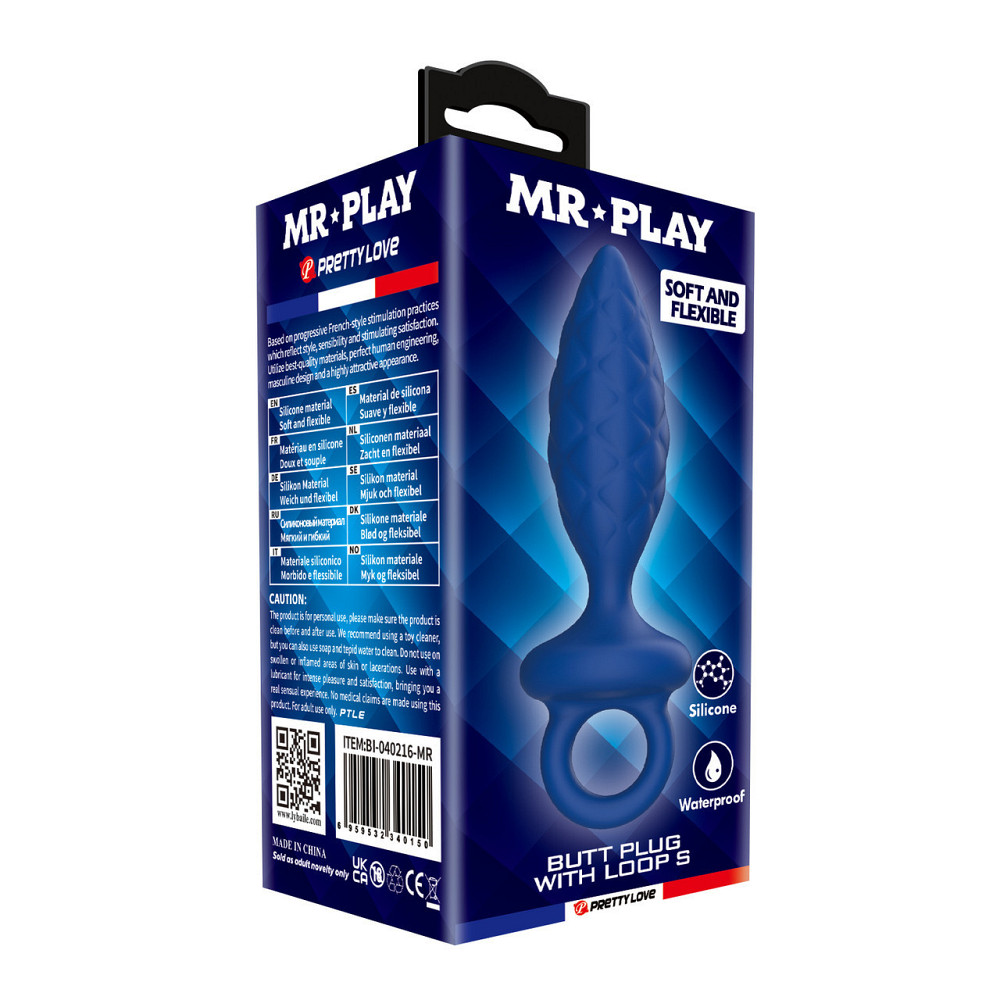 Анальная пробка MR. PLAY Butt Plug with Loop, синяя, размер S, 11,5 х 2,7 см Sex Aura Киев - изображение 2