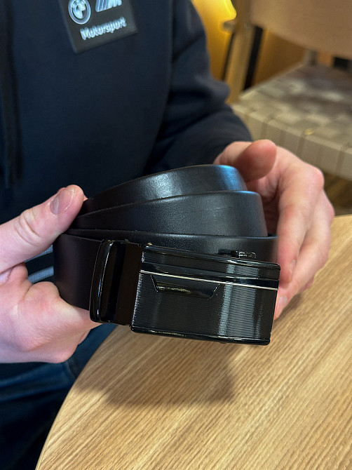Чоловічий шкіряний ремінь з автоматичною пряжкою Київ - фото 4