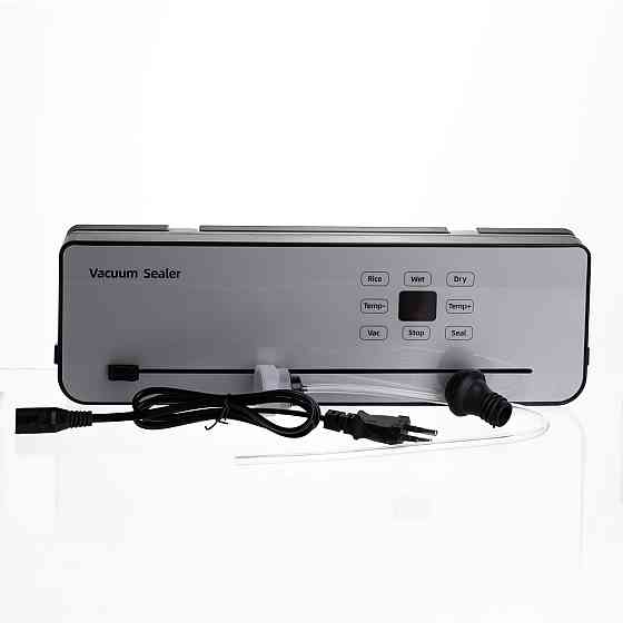 Вакууматор побутовий сенсорний для сухих і вологих продуктів 120 Вт із вбудованим різаком пакувальник вакуумний Сріблястий HP-11-29G Коломия