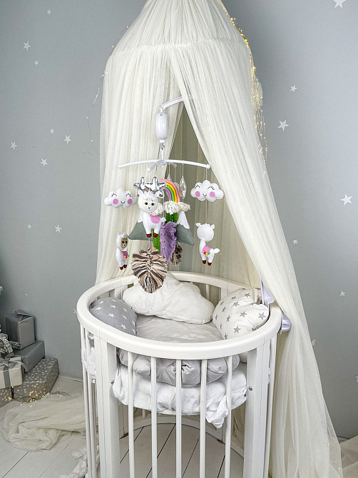 Дитячий мобіль на ліжечко для немовлят WooolyWool «Лама-бохо» Київ - фото 4