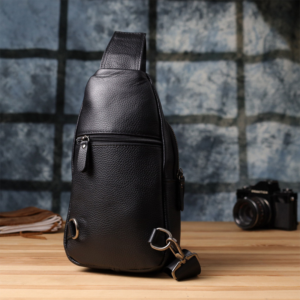 Чоловіча сумка через плече з натуральної шкіри Чорний (Vintage) Київ - фото 3