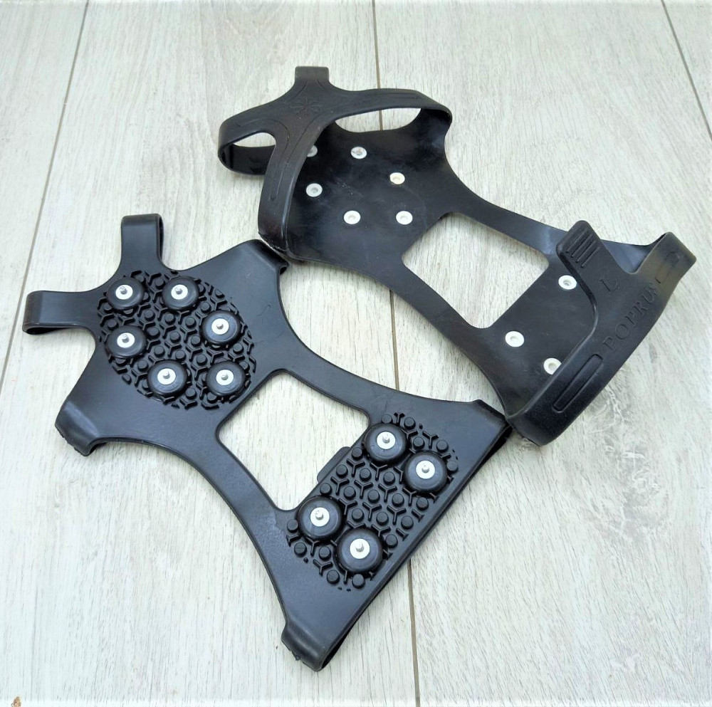 Льодоступи зимові зі сталевими шипами, розмір 38–43, 10 шт — накладки проти ковзання для взуття, льодоходи Харків - фото 1