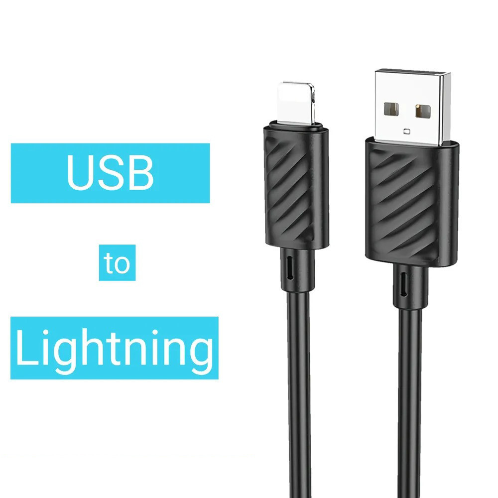 USB Кабель HOCO X88 USB - Lightning для телефону, ноутбука, пк 1М Чорний Кам'янець-Подільський - фото 1