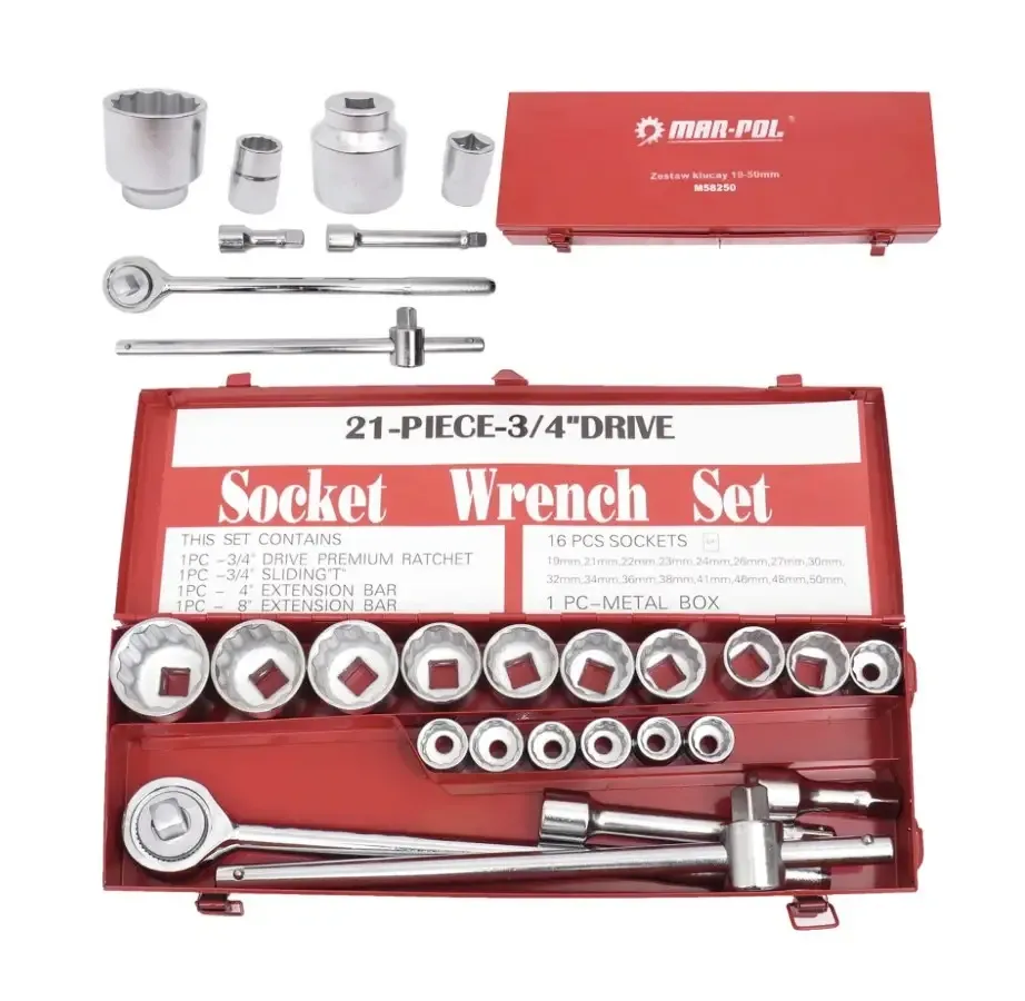 Набір торцевих ударних головок Mar-Pol M58250 — 3/4", 19–50 мм Львів - фото 1
