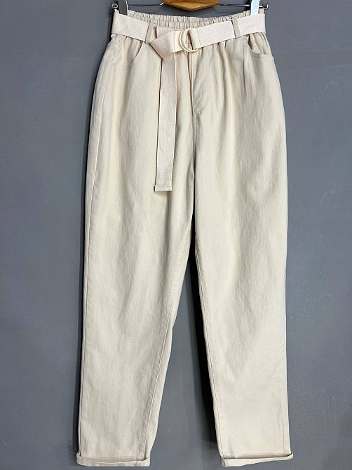 Джинси жіночі A-N 25072 MOM банани талія на резинці з ременем молочні, молочний, M, M, 77 см, 105 см Київ - фото 13