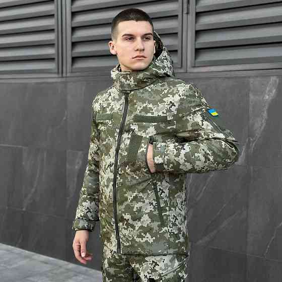 Мужская зимняя пиксельная куртка с капюшоном Pobedov Winter Jacket Motive ЗИМА В2 Киев