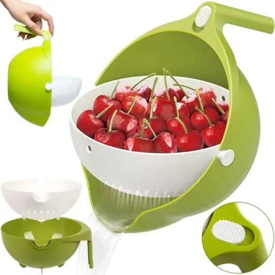 Универсальная миска – друшляк Mesh Strainer Drain Basket ∙ Хозяйственная силиконовая корзина со сливом 2в1 Коломия