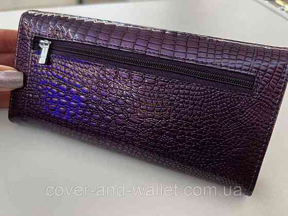 Фіолетовий жіночий гаманець із натуральної лакової шкіри Hassion AE 501 Київ