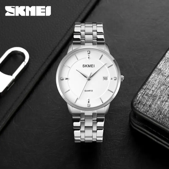 Чоловічий класичний годинник на браслеті Skmei 1801S (Сріблястий) Вінниця
