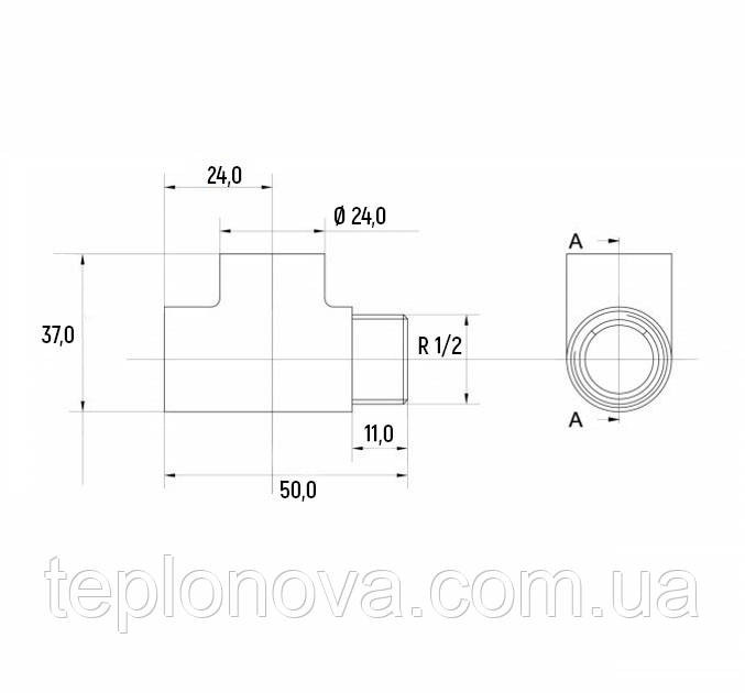 Тройник NAVIN для подключения ТЭНа, 1/2