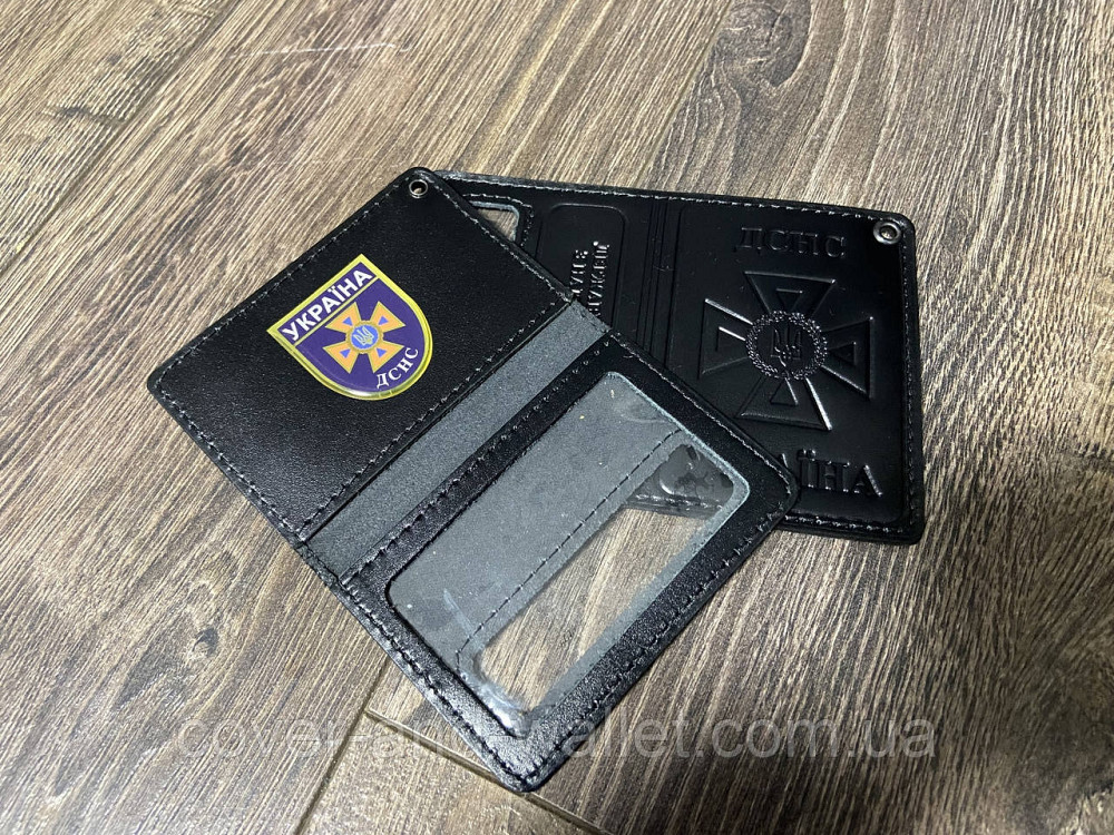 Кожаная обложка на пластиковое удостоверение ДСНС с шевроном Киев - изображение 6
